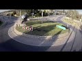 Car takes flight over roundabout in Poland