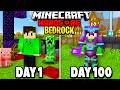 I Survived 100 Days In BEDROCK Minecraft Hardcore