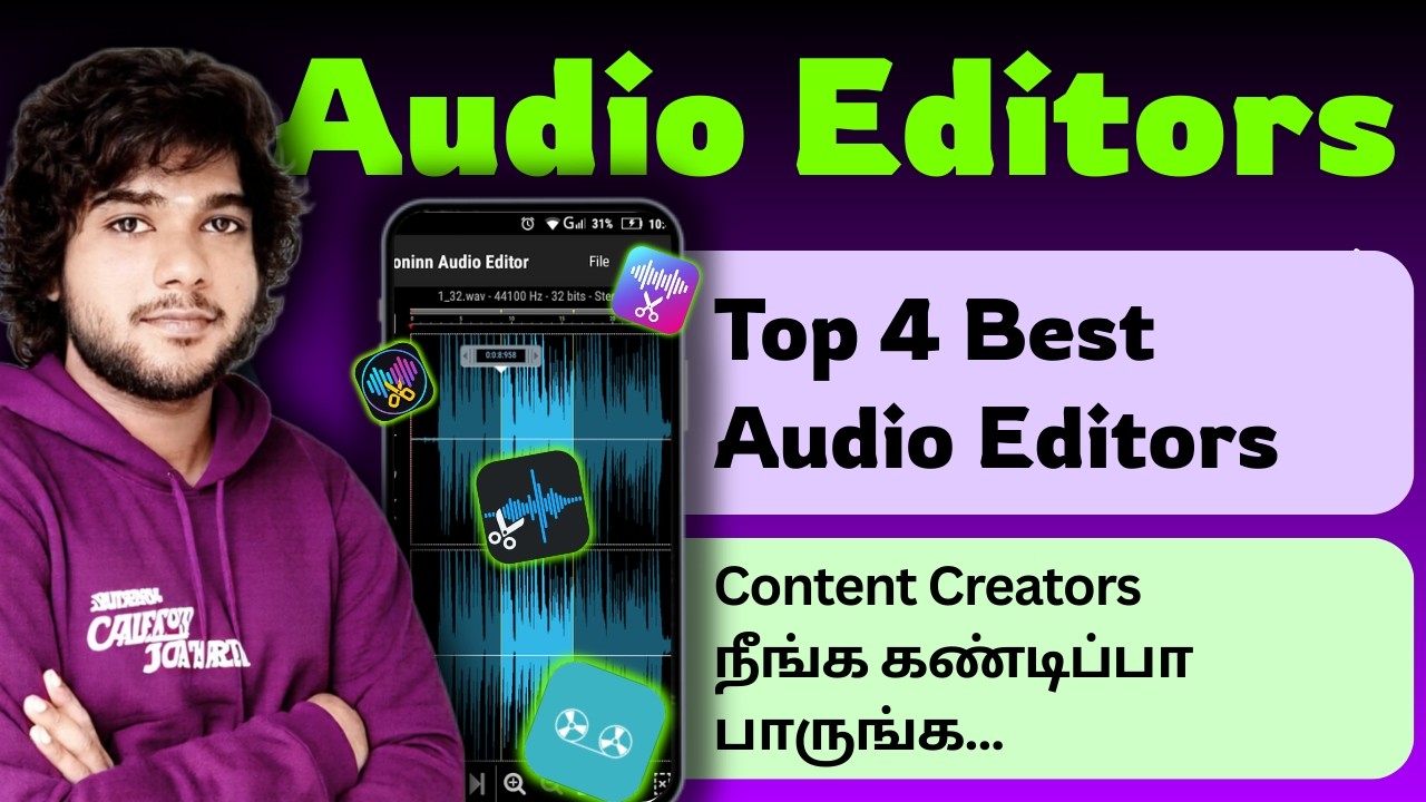Top 4 Best Audio Editing Apps tamil 2026 | Best Audio Editors tamil | Audio Noise Remove tamil 2026