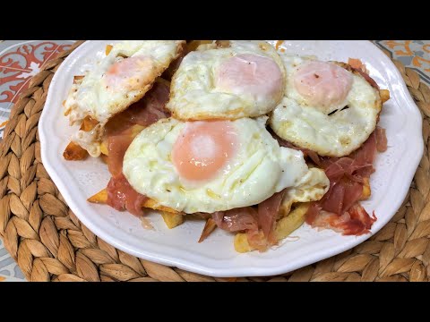 Huevos rotos con jamón tan ricos y fáciles de hacer! Los conoces??