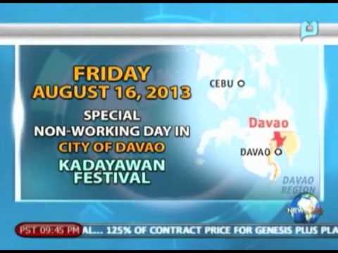 PNoy declares August 16 a non-working holiday in Davao in observance of Kadayawan Festival