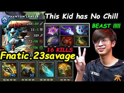 Fnatic 23savage [Phantom Lancer] Beast Carry This Kid Has No chill Full Item Build Dota 2 Gameplay