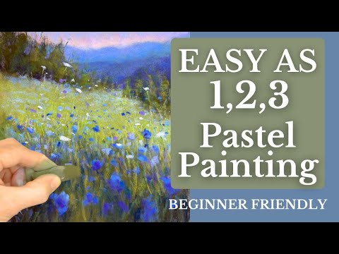Easy Step by Step Lesson! Paint a Beautiful Wildflower Meadow in Soft Pastel (Beginner Tutorial)