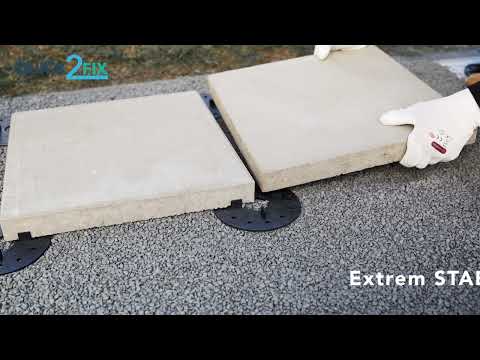 QUICK2FIX® Splittbettlager  Die perfekte Lösung um Terrassenplatten auf Split oder Kies zu verlegen.