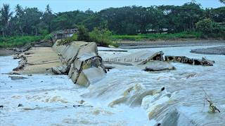 Begini Penampakan Detail Setelah Dam Sungai Progo Jebol Yang Mengancam Jembatan Diatasnya