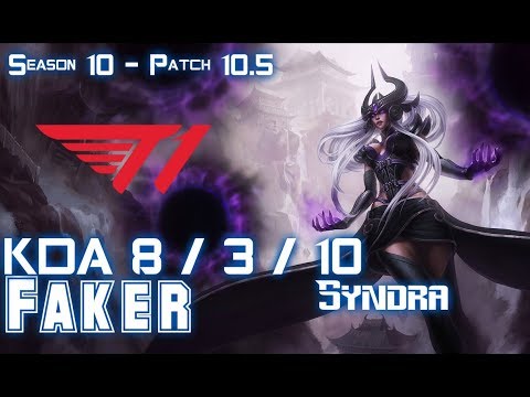 T1 Faker SYNDRA vs PANTHEON Mid - Patch 10.5 KR Ranked