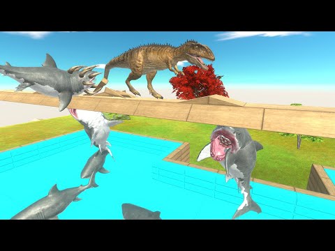 Deadly Bridge With Mutant Megalodon Below 🦈Who Is The Survivor? ►Animal Revolt Battle Simulator