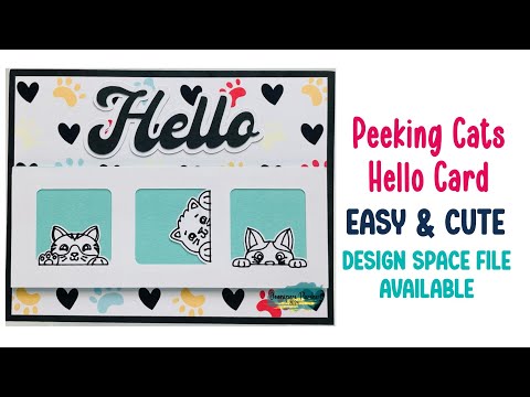 Super Cute Peeking Cats Card Cricut Draw Then Cut Assembly Video