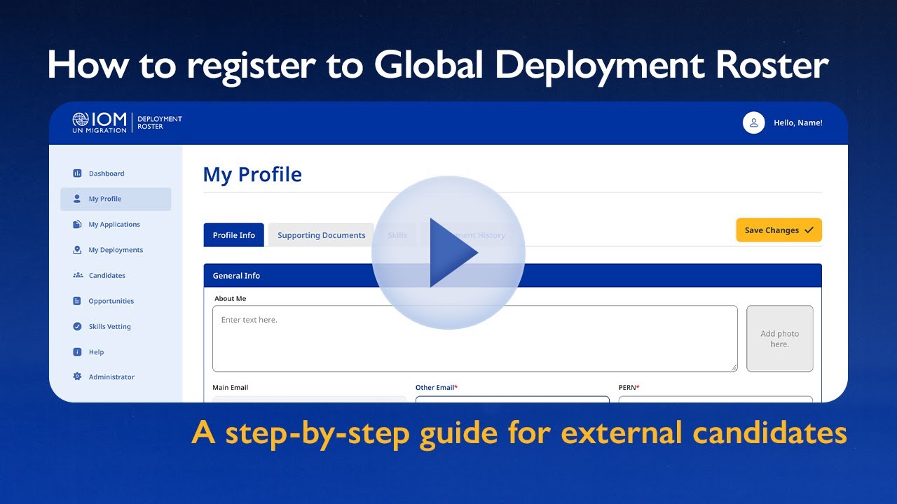 How to register to Global Deployment Roster (External)