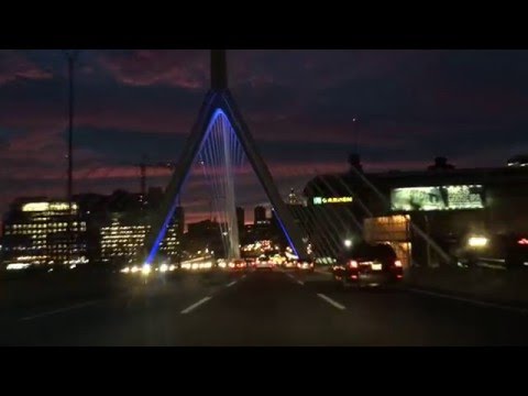 4K Ultra HD - Beautiful sky over Boston Zakim bridge