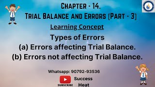 #3| Types of Errors |Chapter - 14 Trial Balance | Class - 11 | Accounts | #Successheat ||