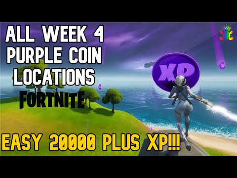 All PURPLE XP COINS LOCATIONS IN FORTNITE SEASON 4 Chapter 2 (WEEK 4)