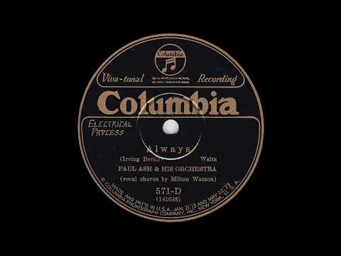 1926 Paul Ash - Always (Milton Watson, vocal)