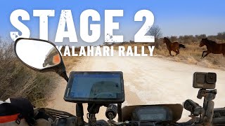 Itchy Boots rides KALAHARI RALLY - Stage 2. Racing with wild horses.