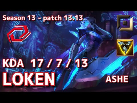 【KRサーバー/C1】SG LokeN アッシュ(Ashe) VS TT huanfeng ヴァルス(Varus) BOT - Patch13.13 KR Ranked【LoL】