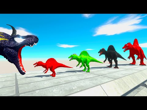 4 SIZE BATTLE of COLOR SPINOSAURUS  - Animal Revolt Battle Simulator ARBS