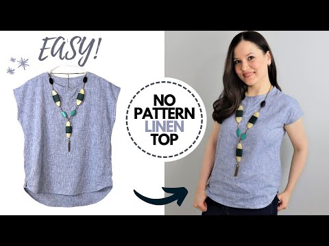 Just 2 measurements, 1 hr and 1 yd of fabric to make this EASY linen top for summer!