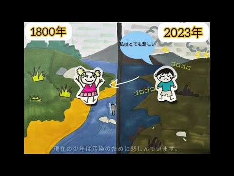高校生と日本語学習者のワークショップ2022　チーム「ファンタスティック４」　メッセージアニメーション「時をかける水」