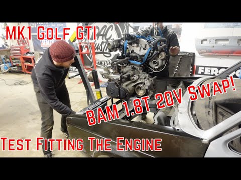 Test fitting The 1.8t 20V Engine - 1983 Mk1 Golf GTI Campaign Restoration Rebuild