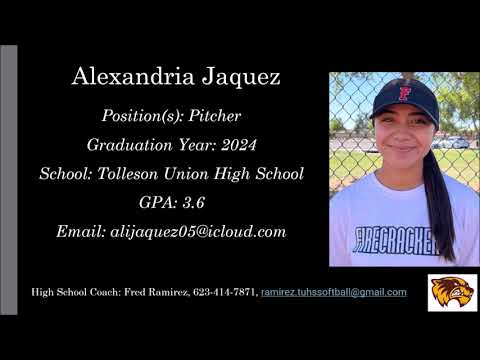 Alexandria Jaquez Softball Skills Video - 2024 Pitcher