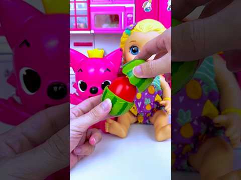ASMR Unboxing Minnie Mouse & Pinkfong Watermelon Set Toys | Satisfying Toy Play Kitchen Set #shorts