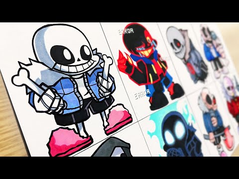 Drawing FNF- Indie Cross V1 Sans (Nightmare Mods) / Skeleton Bros / Insanity Sans / Undertale Sans