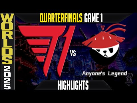 T1 vs AL Highlights Game 1 | Worlds 2025 Quarterfinals | T1 vs Anyones Legend G1