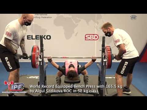 World Record Equipped Bench Press with 165.5 kg by Aigul Sitdikova ROC in 52 kg class
