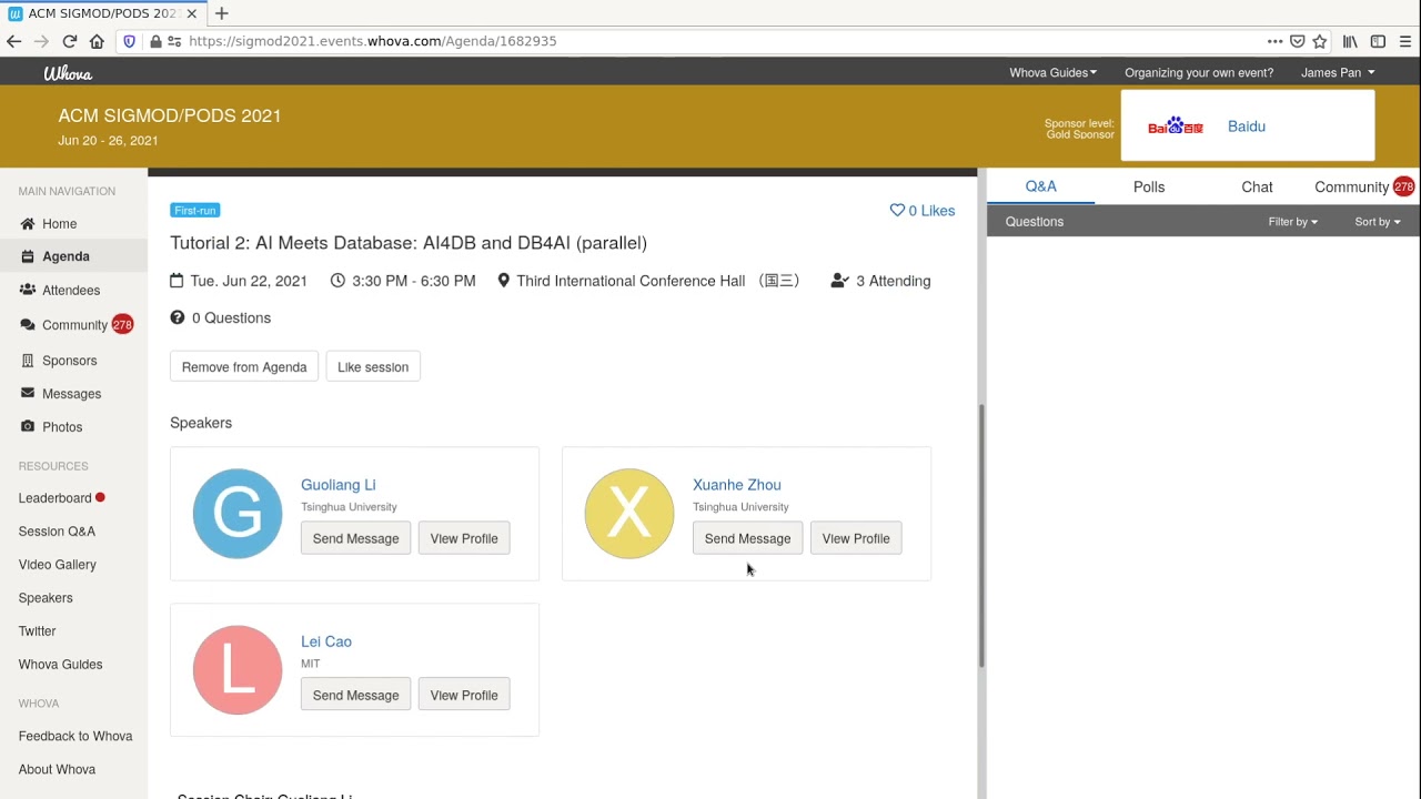 SIGMOD PODS 2021 Whova User Guide