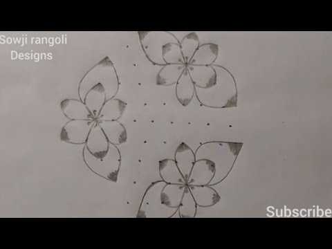 Beautiful flowers rangoli design with 9*5 dots//pandaga muggulu//Sowji rangoli designs