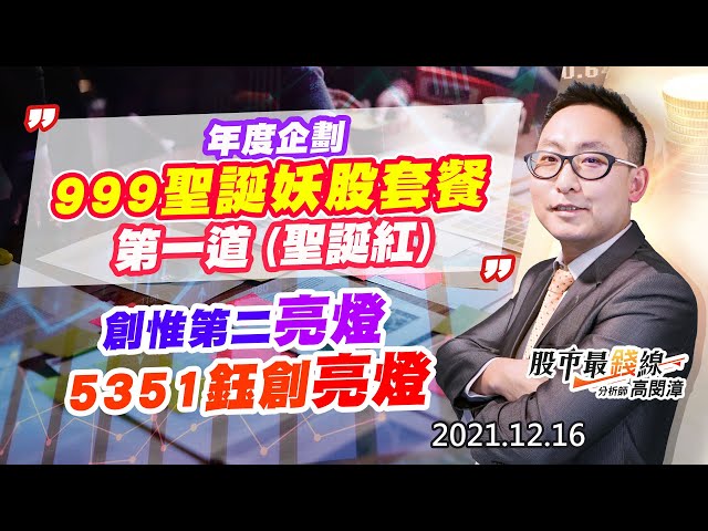 20211216《股市最錢線》#高閔漳，“年度企劃，999聖誕妖股套餐，第一道(聖誕紅)””創惟第二亮燈，5351鈺創亮燈”