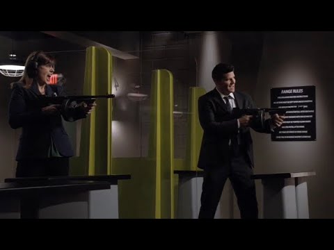 Booth and Brennan celebrate Valentine’s Day by shooting tommy guns at the shooting range