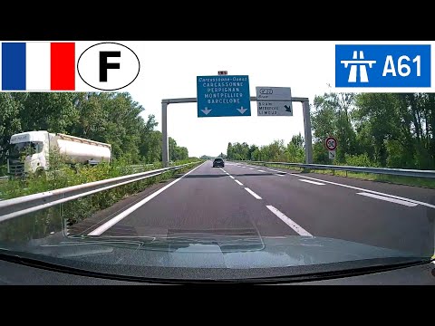 Driving in France: Autoroute A61 - Sortie 21 (Castelnaudary) to Sortie 22 (Bram)