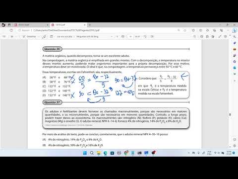 MATEMÁTICA VESTIBULINHO ETEC QUESTÃO 36 - 2018.2
