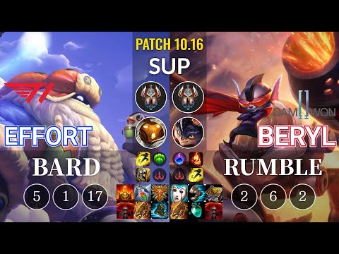 T1 Effort Bard vs DWG BeryL Rumble Sup - KR Patch 10.16