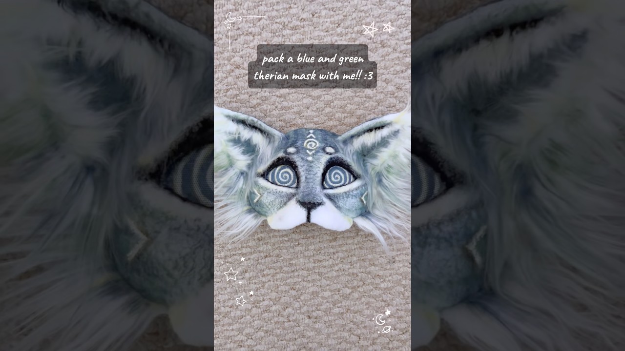 pack a blue/green therian mask with me #therian #furry #therianmask #etsy #otherheart #smallbusiness