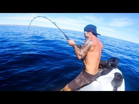 DEEP SEA FISHING FROM MY JETSKI Searching For Great White Sharks (Whales And Sea Snakes) - Ep 85