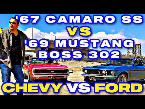 1967 CAMARO vs 1969 MUSTANG BOSS (Part 1) Sports Car Drag Race