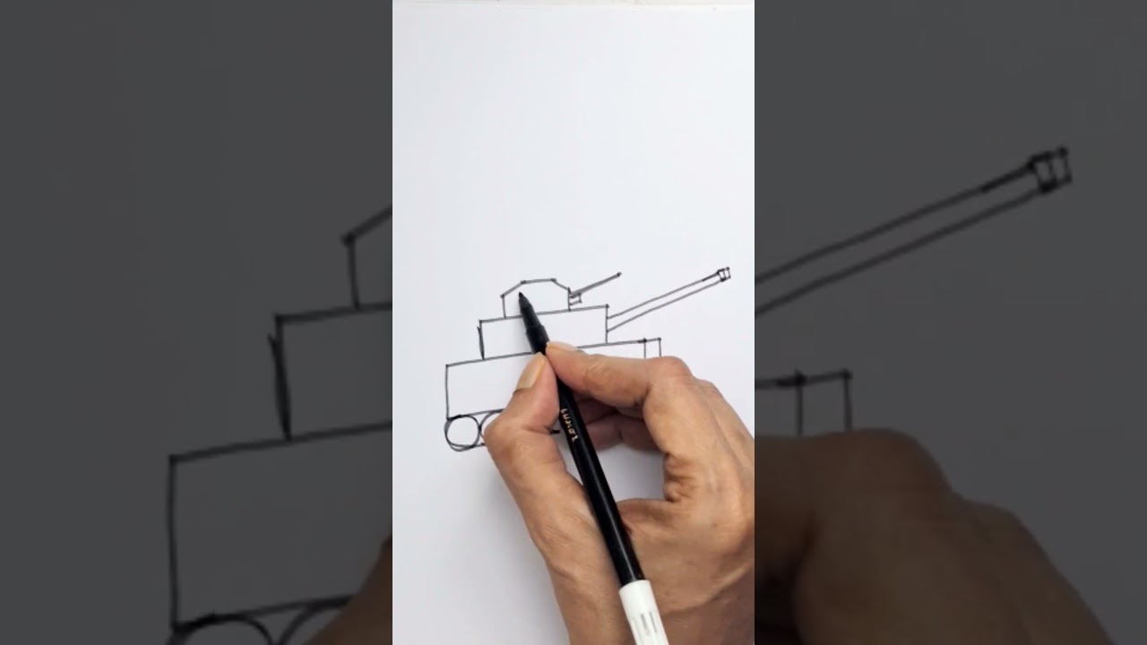 Cara menggambar tank. Tank tempur. Gambar mudah untuk pemula #tutorialmenggambar