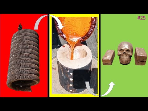 Casting a skull in Copper/ Plaster,Sand,refractory mix #25