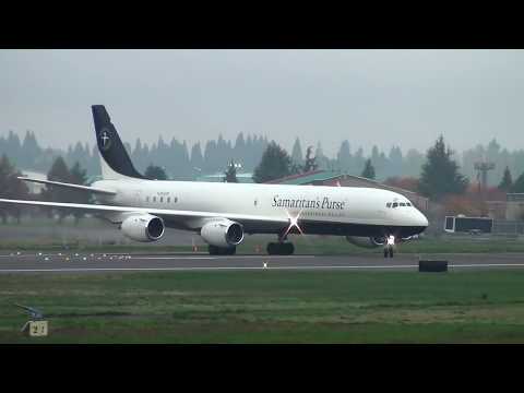 Samaritan's Purse McDonnell Douglas DC-8-72CF takeoff from Portland Airport