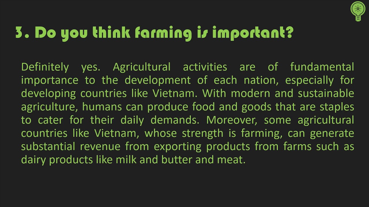 [IELTS] Speaking Part 1- FARMING