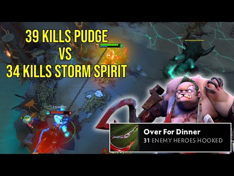 Insane Game 39 Kills Pudge vs 34 Kills Storm Spirit- Battle of Midlaners |Dota 2 Highlights - 7.39c
