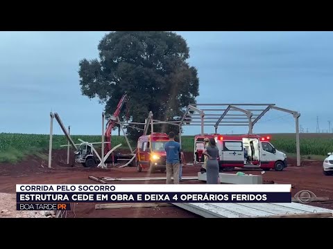 Estrutura de barracão cede e fere quatro trabalhadores em Cascavel