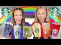 TRYING EVERY STARBUCKS DRINK IN RAINBOW ORDER CHALLENGE