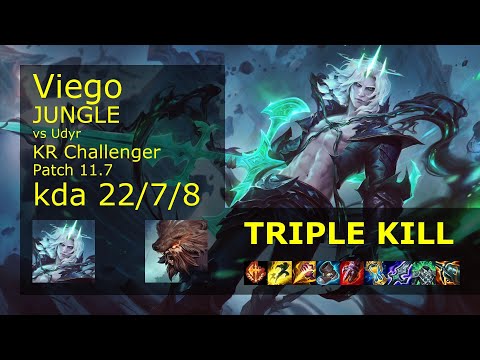 Viego vs Udyr Jungle - KR Challenger 22/7/8 Patch 11.7 Gameplay // [롤] 비에고 vs 우디르 정글