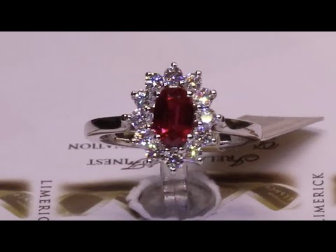 #86628 | R0.94ct/D0.49ct | Oval Ruby and Diamond Cluster Ring | Set in 18ct White Gold