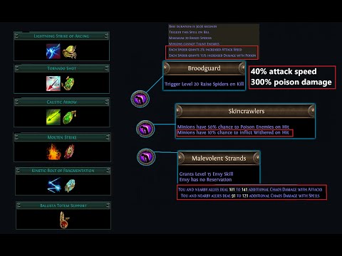 [PoE 1] Servant of Arakaali is great, discussing: Tornado shot, Lightning strike, ballistas etc.