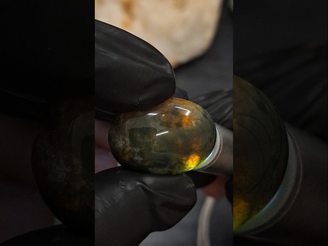 حجر عقيق طحلبي مشجر طبيعي