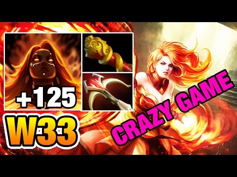W33 Lina Damages and Attack SPEED CRAZY GAME vs 9 Slotted Juggernaut Dota2 7.04